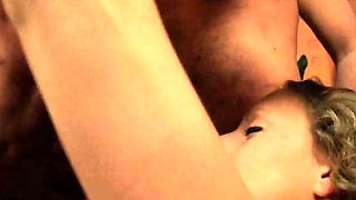Amateur blonde pierced slut threesome and blowjob