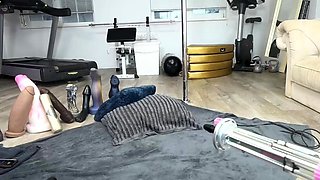 Peeing blonde fetish babe uses toy in her tight pussy