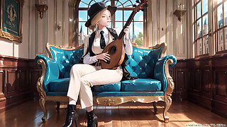Lazy Vibes in a Vintage Carriage and Luxury Bedroom, Teasing Under the Black Hat, Fingers Touching Lips