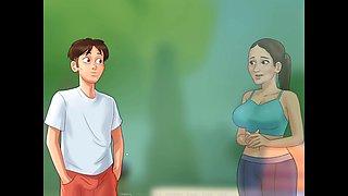 Summertime Saga gameplay featuring a hot college girl and tons of fun in the bathroom