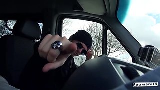 Tattooed German redhead, Jason Steel, offers car sex with big tits and exhibitionism