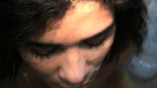 Hot POV homemade blowjob with brunette girlfriend