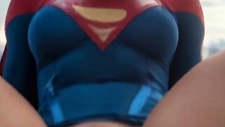 Brunette supergirl pussy fucked on beach and bedroom anal