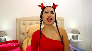 Pink vulva close up of sensual brunette getting kinky