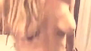 Beautiful Blonde Plays with Dildo and Vibrator and Makes a Big Cock Cum