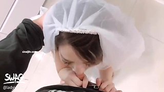 Hot Asian With Asian Wedding Dress Got Fucked Hard In Kitchen
