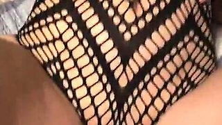 Real homemade amateur Wifey Betty in black bod suit getting finger-banged
