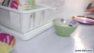 Petite Latina Teen Fucked Hard in Kitchen - Alina Svetlana Cooking Sex