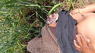 Beautiful stepsister and brother from the village fucking their sister's ass in their wheat field Sexy video of pure desi s