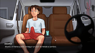 My Stepmom Gets Horny In The Car And Grabs My Penis - Summertime Saga