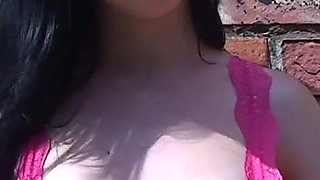 Cute Teen Lolly Flashing Her Small Tits and Pussy Outdoors