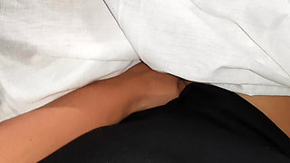 While My Neighbor Is Writing Her Term Paper, Her Girlfriend Seduces Me and We Cum at the Same Time