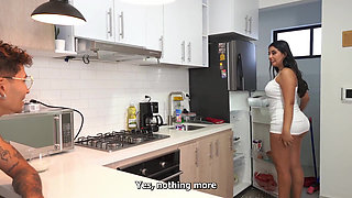 My Stepfather Doesn't Know That When He's Not Around I Fuck the Big Ass Housekeeper in His Bed