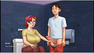 Summertime saga - gameplay - roleplay - taboo - judith big saggy boobs pressing and handjob