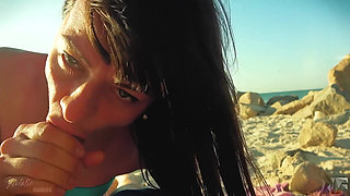 Amazing Blowjob on the Beach - Lots of Cum All Over My Face