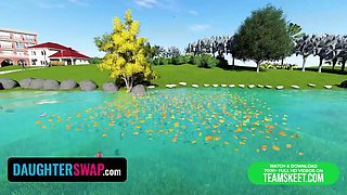 Daughterswap - insane stunners slobbers over their step-fathers lubed body offers them help to release tension