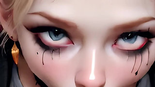 Psycho Cosplay Girl POV: Deepthroat & Messy Facial Cumshot AI Animation
