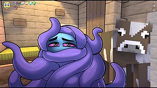 My cow turned into a hot little lady and agreed to do a bunch of naughty things - Hornycraft cow adventure