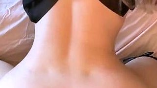 Blonde with big boobs fucked from behind before tit wanking