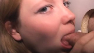 Dirty Blonde Amateur Blowjob And Facial Through Glory Hole