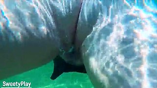 Hotwife Stranger Creampie on Beach - Underwater Cum Inside My Wet Pussy