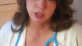 Full Scene! a Sexy Mature MILF Doctor Examines a Young Man and His Curved Cock