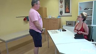 Nurse Mistress in Shiny Red Latex Dominates Slave with Perfect Legs and Heels