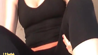 Red Toes and Legging Pants Footjob