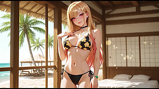 Marin having rought sex on a private beach