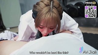Naughty Chinese lady with smallish jugs gets labia