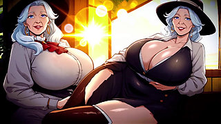 Mature Cartoon Styl Ai Women Teasing and Topless