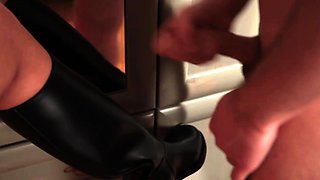 Skinny brunette MILF sucks and fucks a big cock