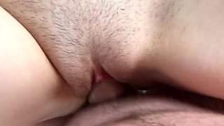 Fucking the pussy. Piss and cum inside. Close up. POV