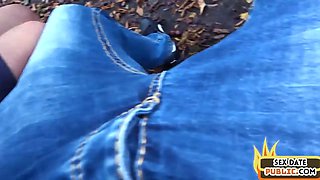 Real pulled granny gives outdoor head