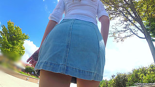 Skye Blue - Pink Micro Thong up the Skirt