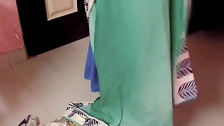 Desi Tamil Wife Renu Wet Nude Body Towel Dry & Slow Saree Dressing Tease! Indianhotwifex