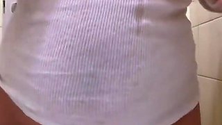 Beautiful Girl Playing In The Bathroom