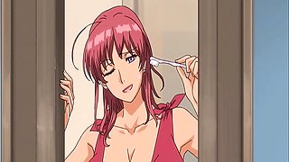Redheaded vixen gets her big boobs bounced in raunchy anime