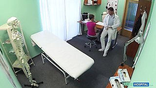 Astonishing brown-haired girlfriend fucked by fake doctor on cam