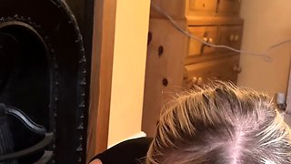 Blonde teen gives handjob and blowjob