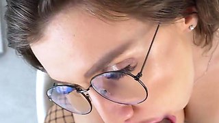 Office Hard Sex! Female Boss and Her New Employee! Female POV Handjob and Facial